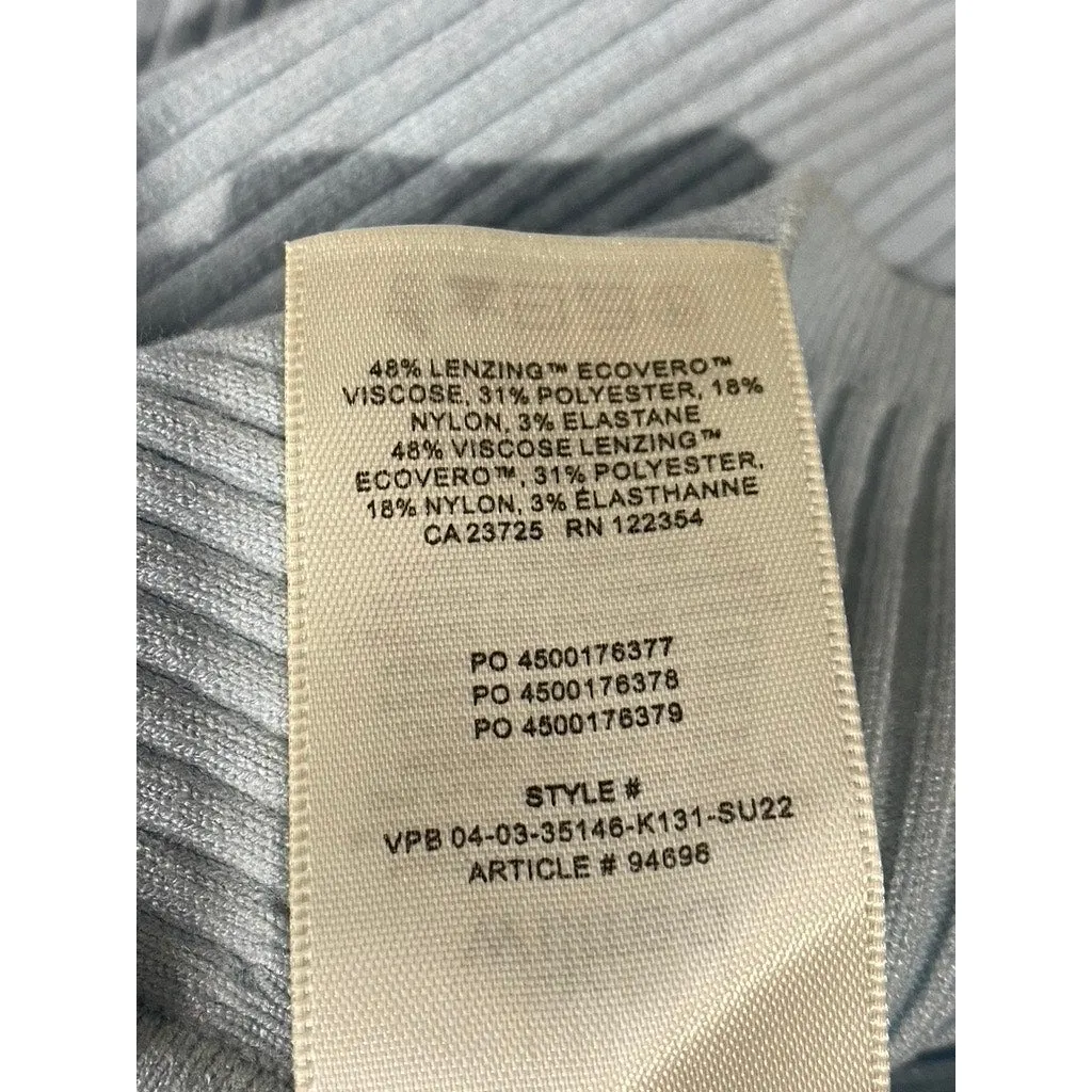 Aritzia WILFRED Affinity Light Blue Rib Knit Halter Button-Up Sweater Tank SZ M
