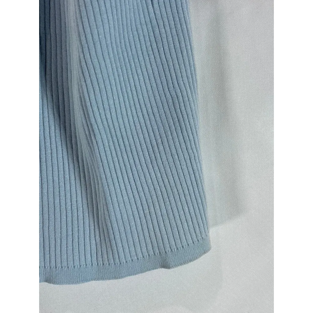 Aritzia WILFRED Affinity Light Blue Rib Knit Halter Button-Up Sweater Tank SZ M