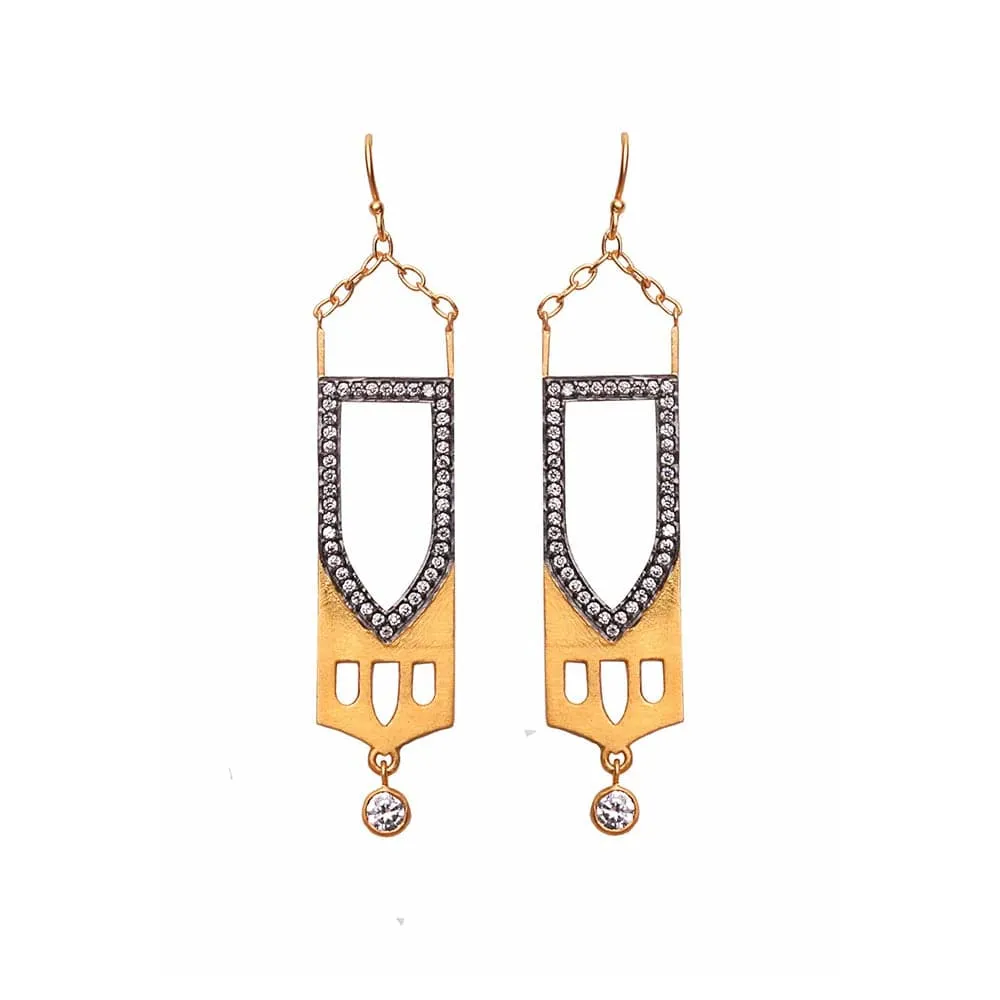 Art Deco Bridged Elegance Dangle Earrings