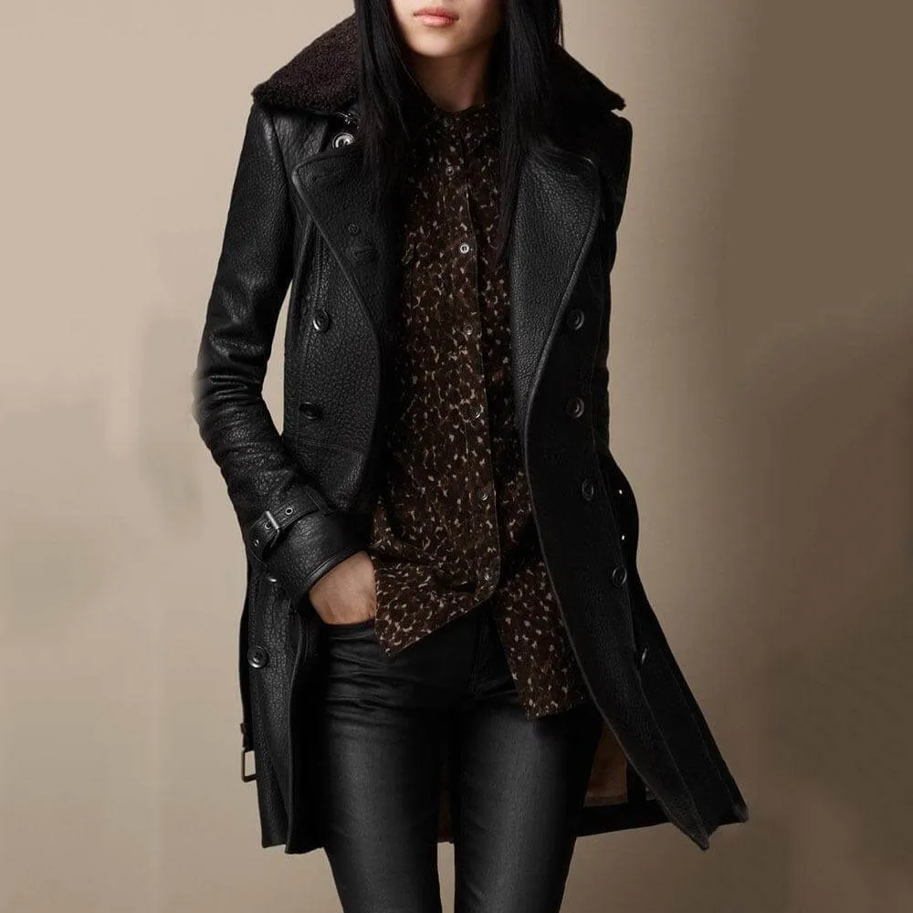 Ava Luxurious Leather Trench Coat