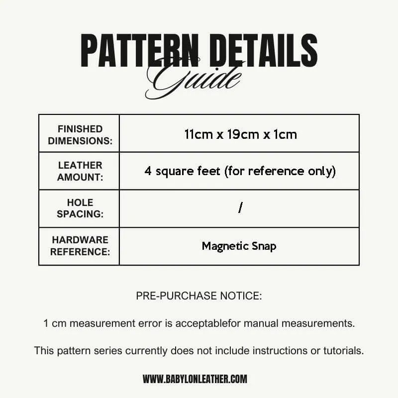BABYLON™ Minimalist Long Wallet DIY Craft Pattern AAB-401