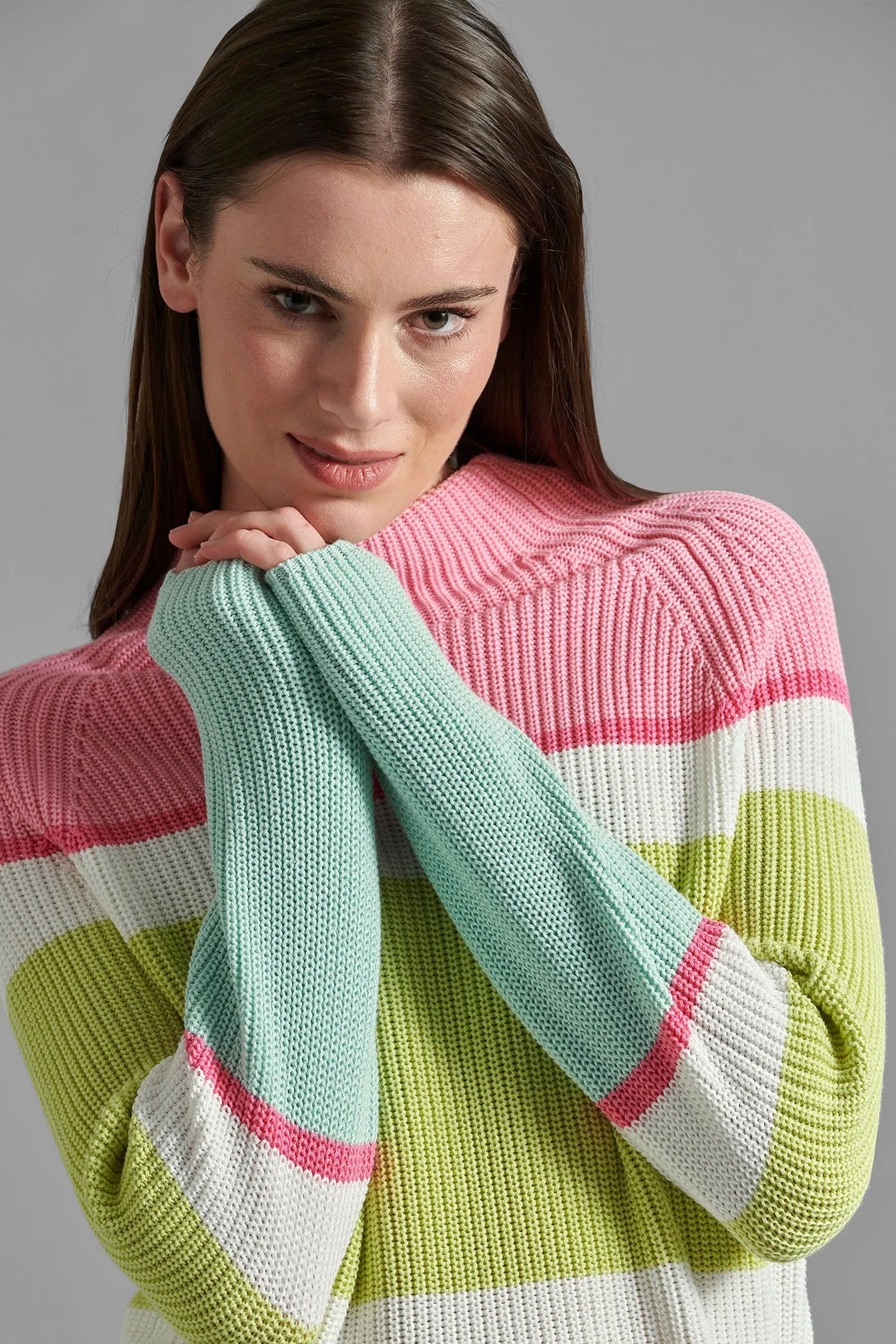 Eve in Paradise Ella 1071-24213-5201 Pink Green Stripe Jumper