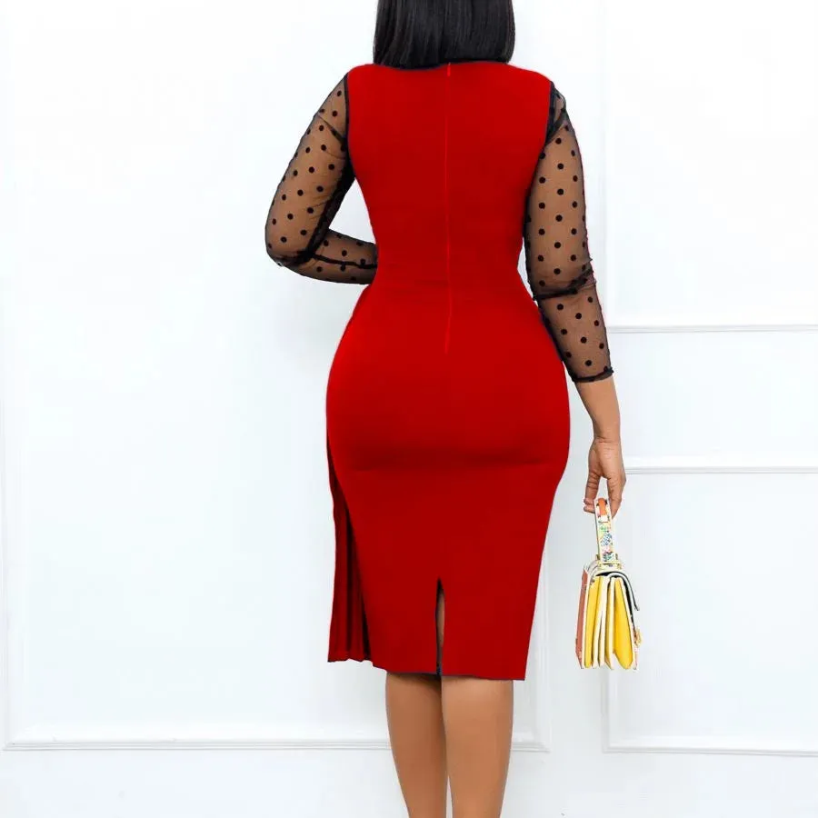 Evening Dress Spliced Slim Fit