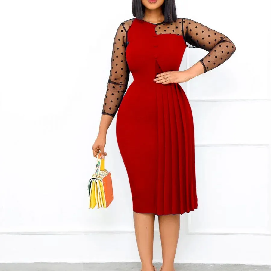 Evening Dress Spliced Slim Fit