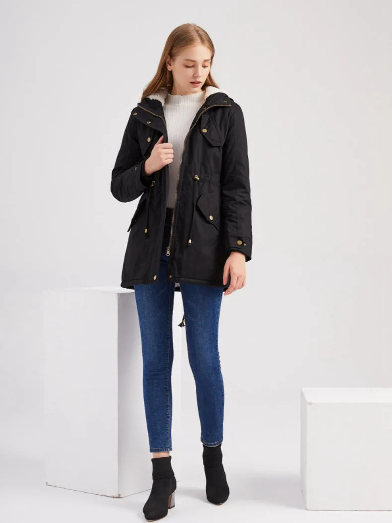Fleece Lining Hooded Coat