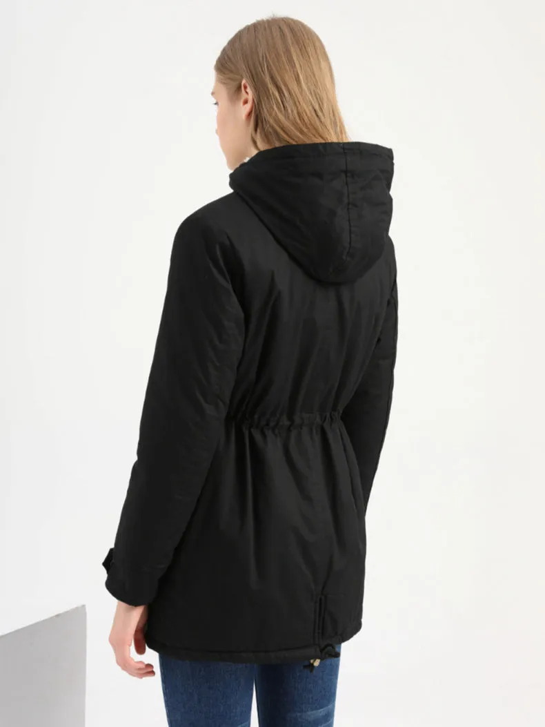 Fleece Lining Hooded Coat