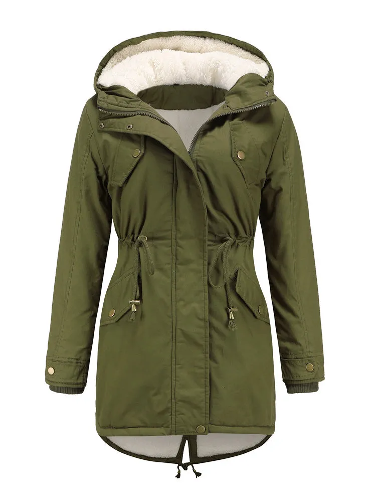 Fleece Lining Hooded Coat