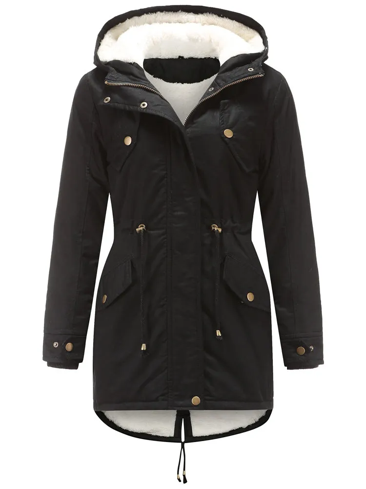 Fleece Lining Hooded Coat