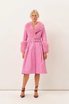 Foxy Shearling Coat — Fuchsia Pink