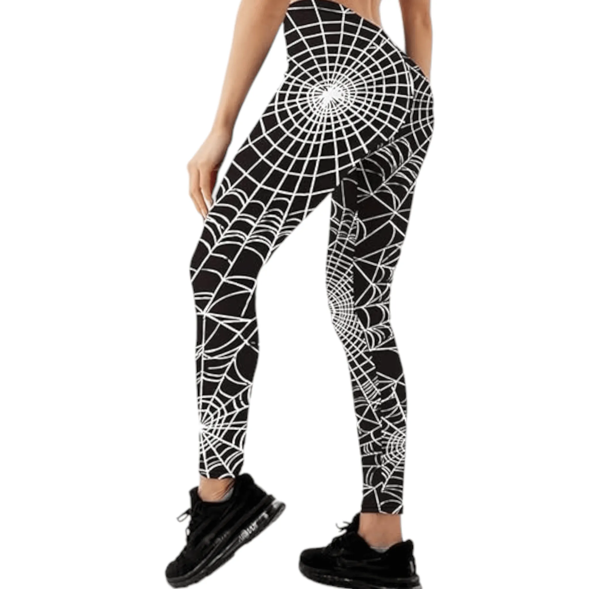High Rise Black Spider Web Leggings