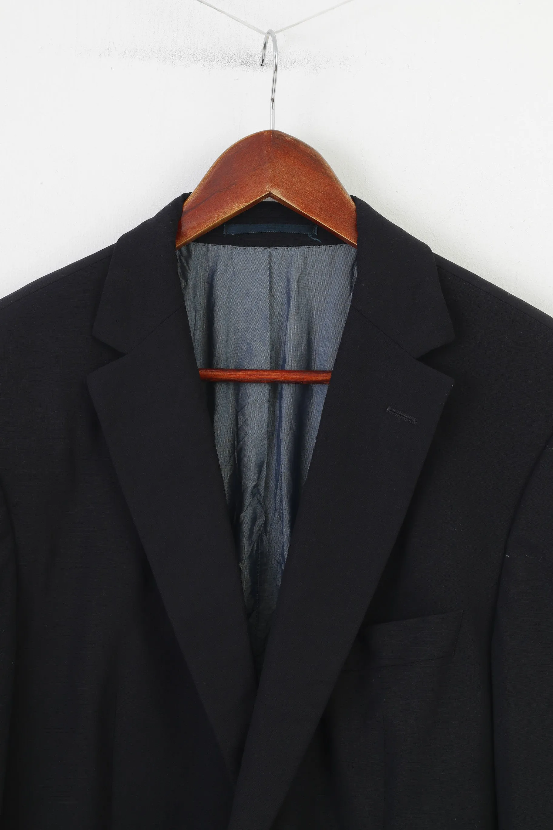 Hugo Boss Men 50 40 Blazer Navy Wool Elegant Single Breasted Vintage Bertolucci Film Jacket