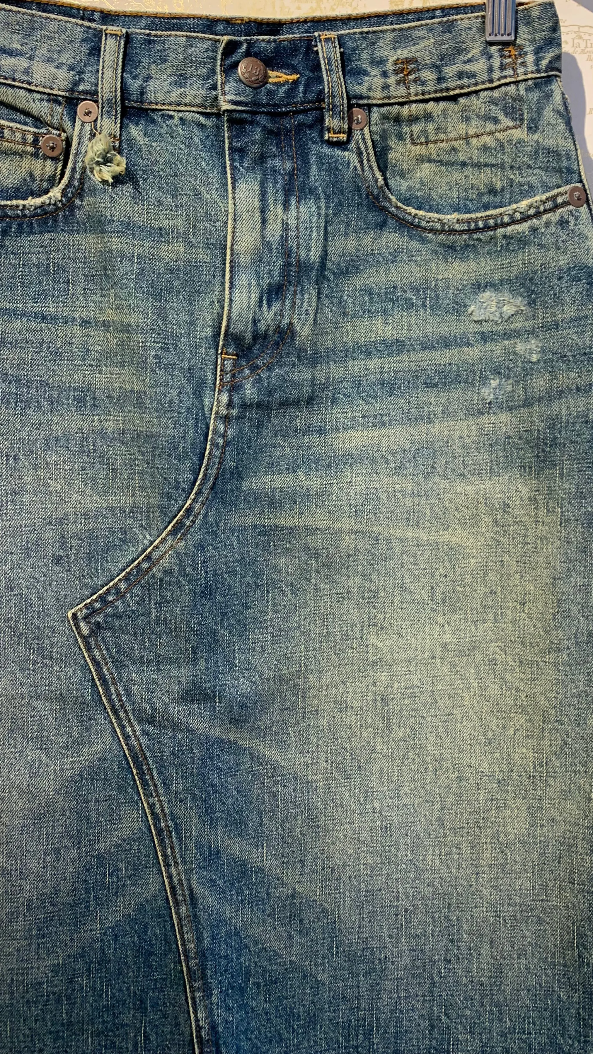 'Jesse' Distressed Denim Skirt in Clinton Blue