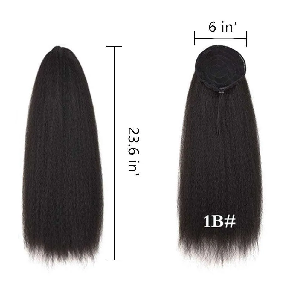 Kinky Srtaight Drawstring Ponytail Extension 24 Inch