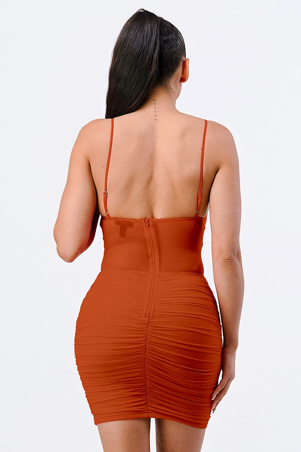 LUXE BUSTIER MESH LACE BODYCON DRESS