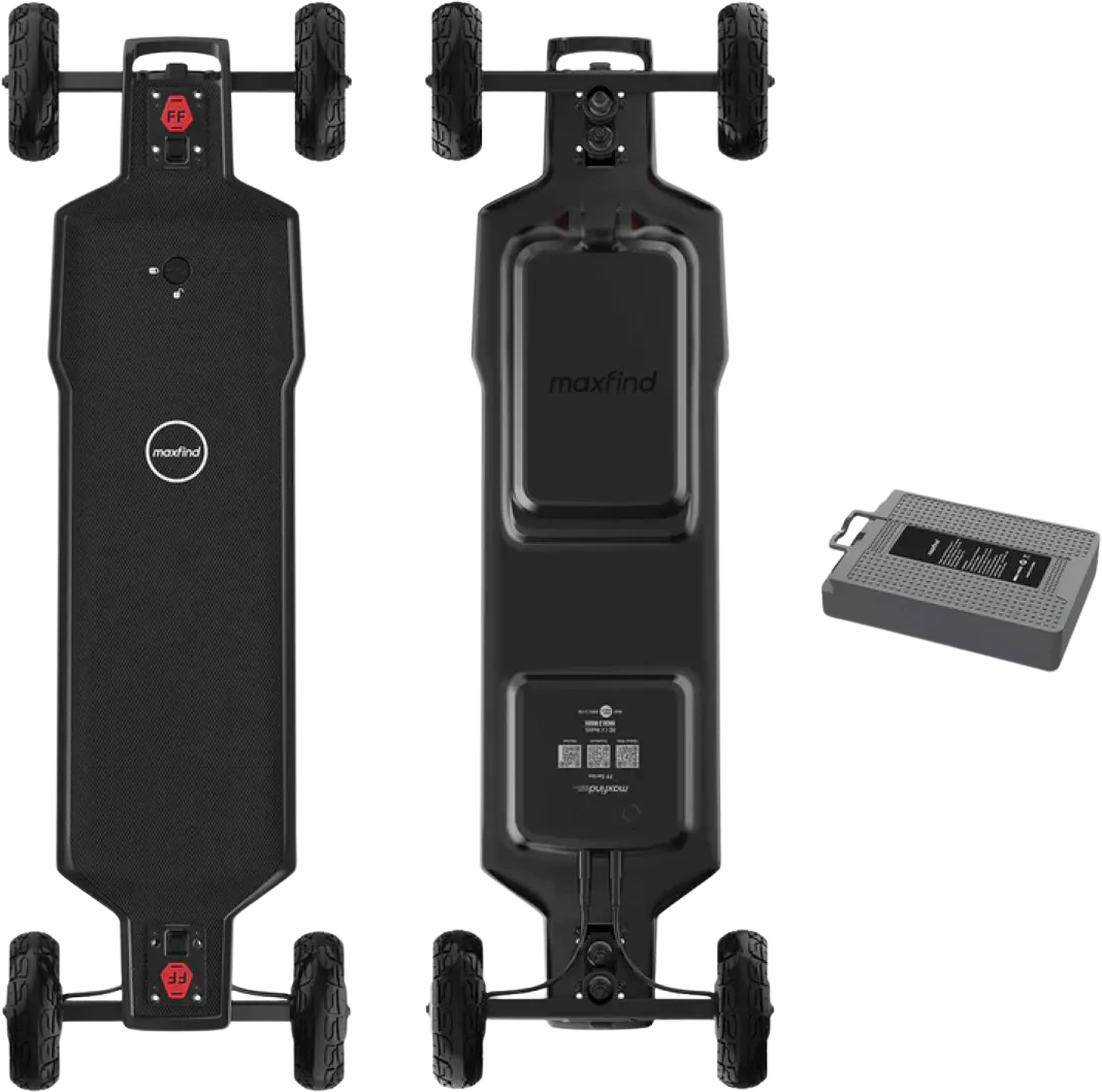 Maxfind FF AT Electric Skateboard All Terrain Dual 1500W Motors 48V 28 MPH 34 Mile Long Range New