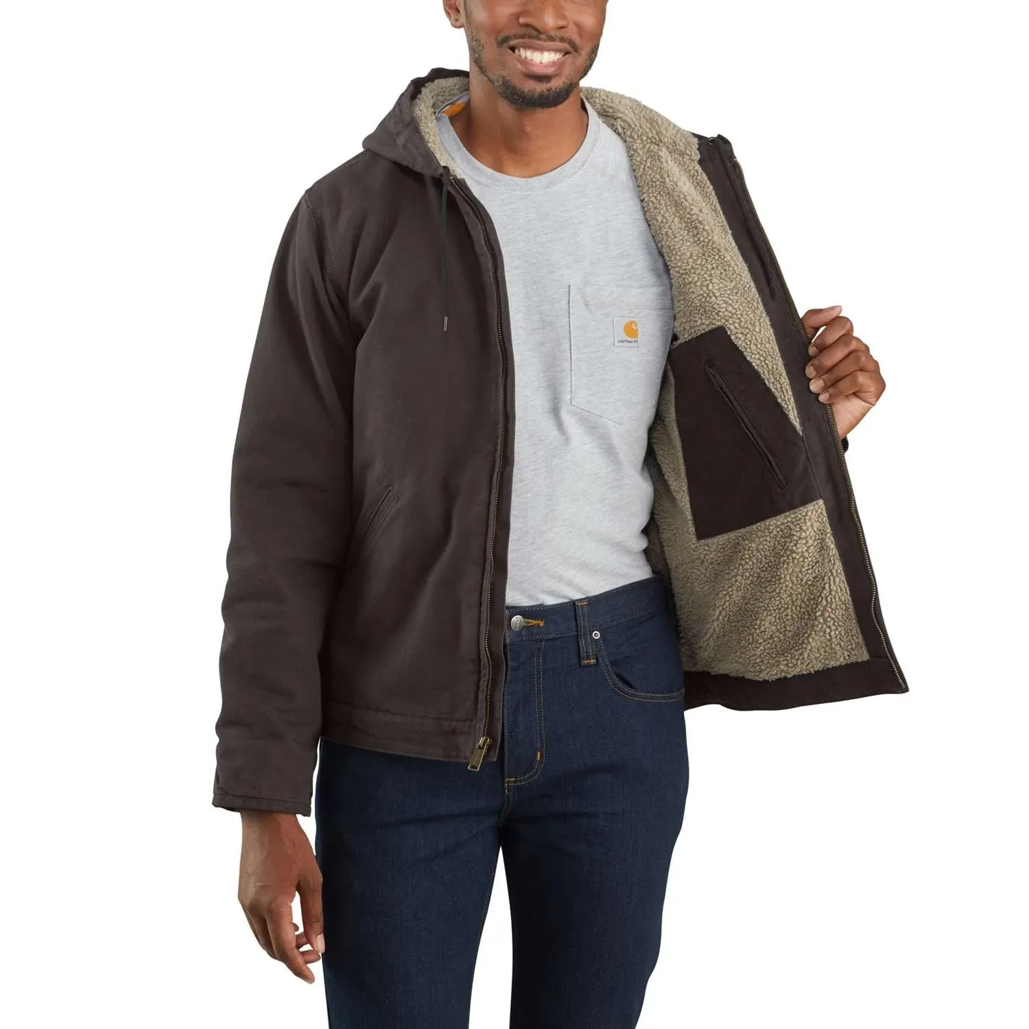 Men's Big and Tall Washed Duck Canvas Sherpa Lined Jacket 104392