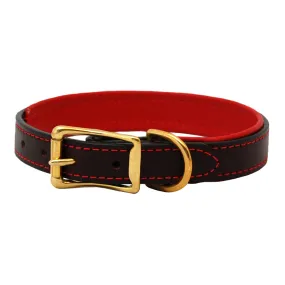 padded leather collars - burgundy/red