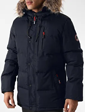 Pisces Taslon Quilted Puffer Coat with Hood In Sky Captain Navy - Tokyo Laundry