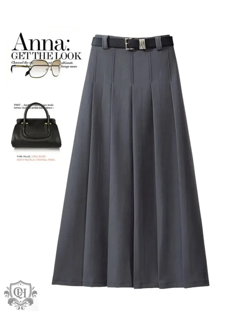Pleated High Waist Midi Skirt