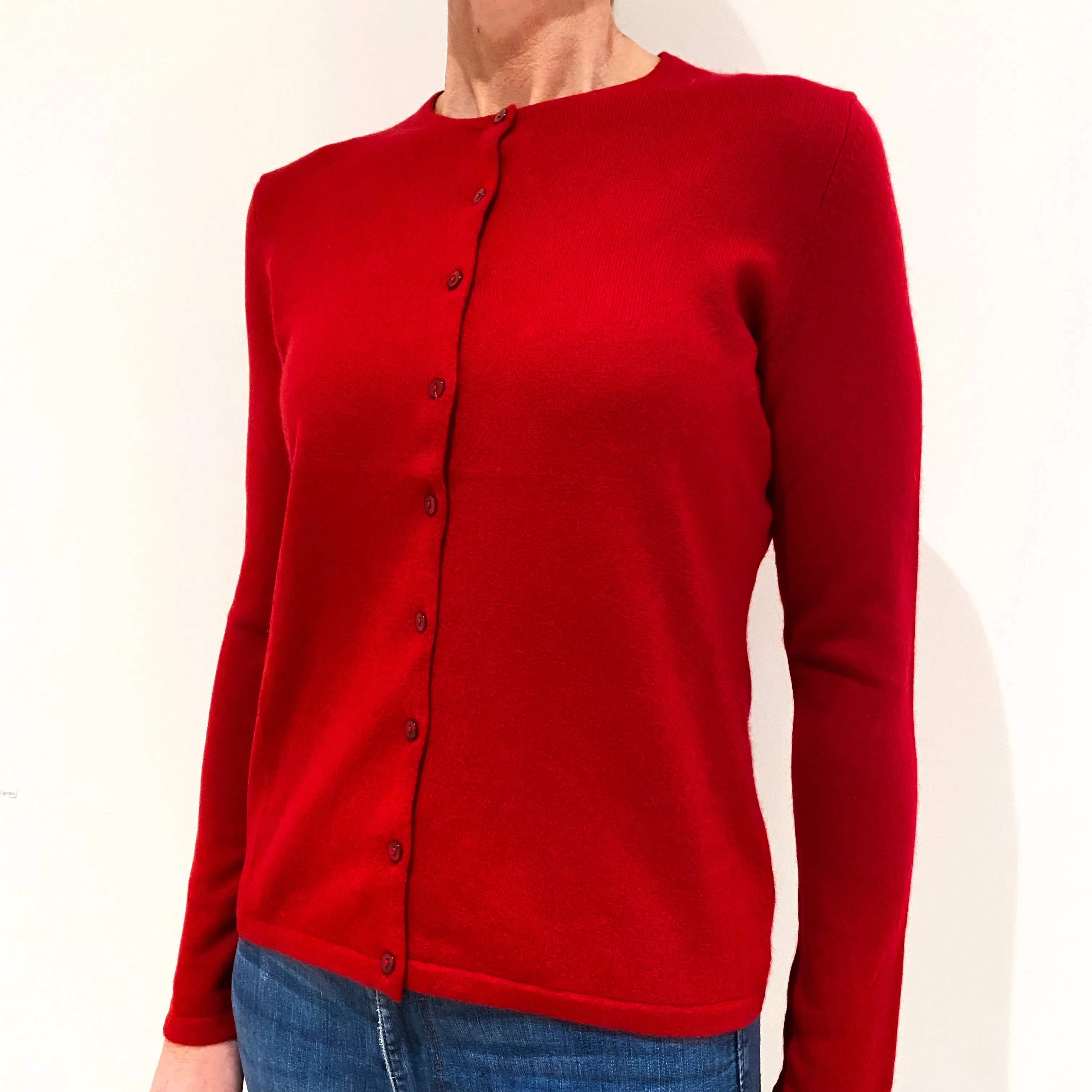 Post Box Red Cashmere Cardigan Small