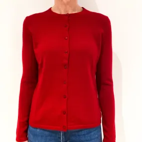 Post Box Red Cashmere Cardigan Small