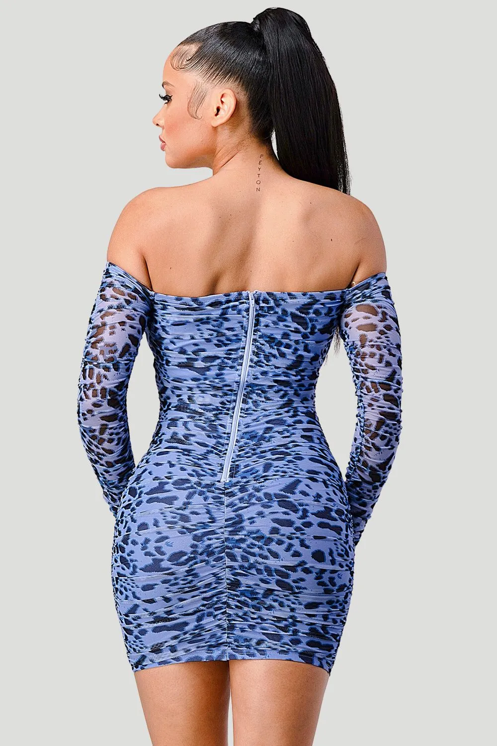 SEXY LEOPARD OFF SHOULDER CUT-OUT BODYCON DRESS