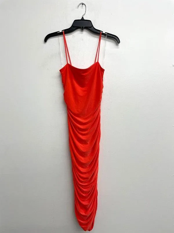 Side Ruched Elegant Double Layer Midi Dress