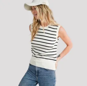 Striped Muscle Knit Tank Top