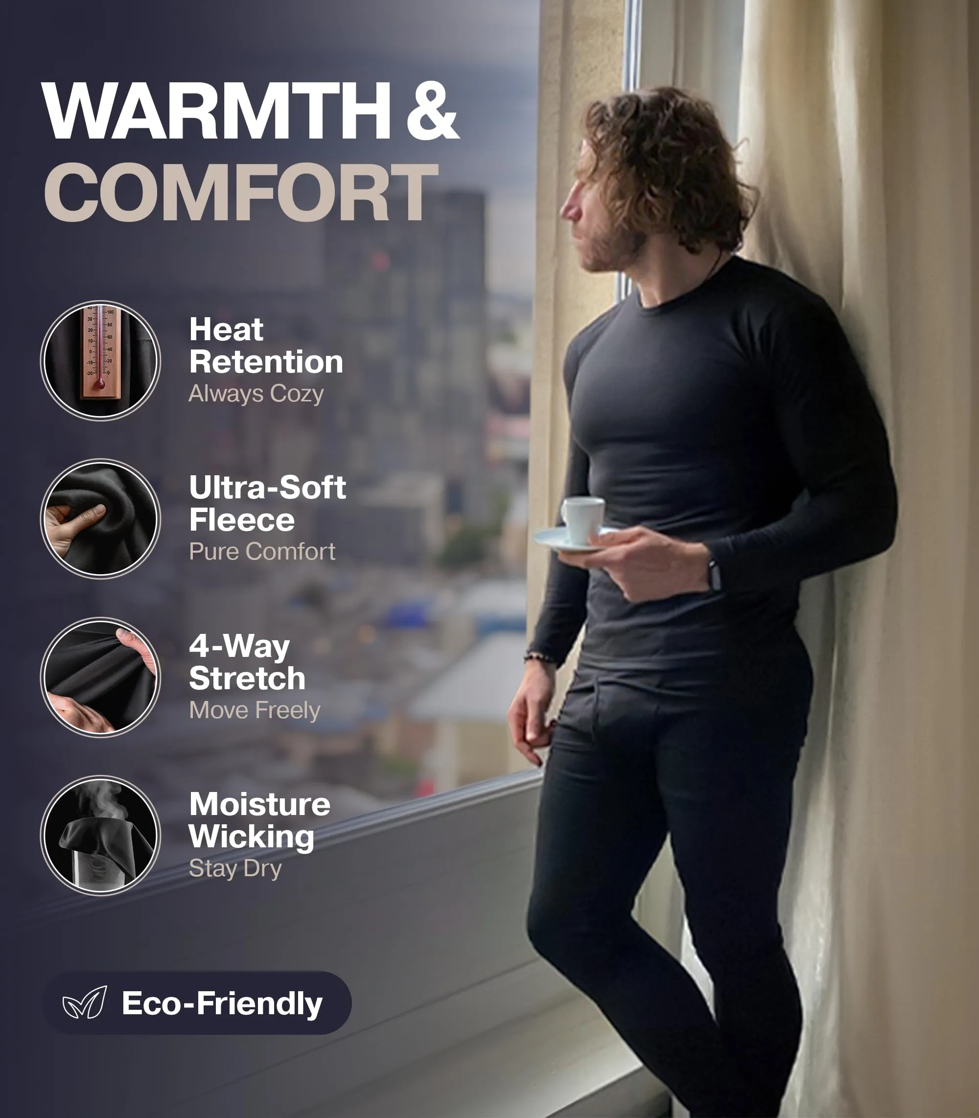 Thermajohn Long Johns Thermal Underwear for Men Fleece Lined Base Layer Set for Cold Weather (Medium, Grey)